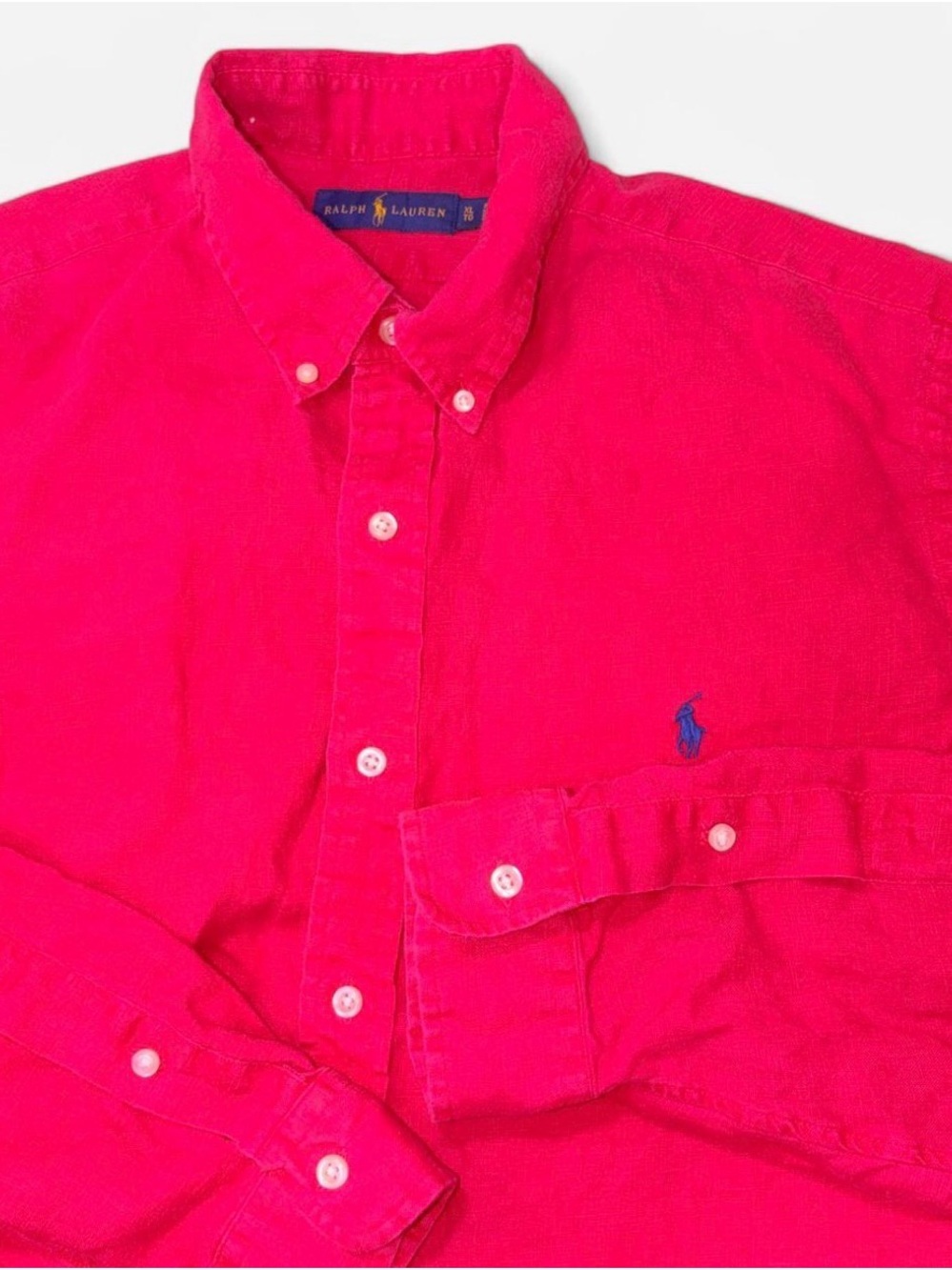Ralph Lauren Pink Linen Long Sleeve Button Up Shirt Men’s XL